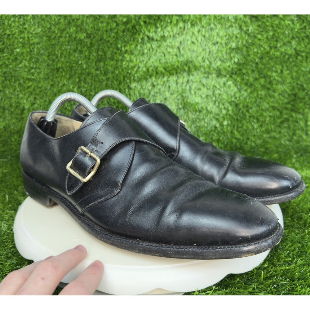 SALVATORE FERRAGAMO Size 11 B Black Leather Monk Strap Loafers Italy Made
